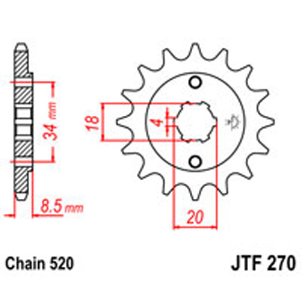 JT JT Gear Box Sprockets G/B 270-14T HON (2046)